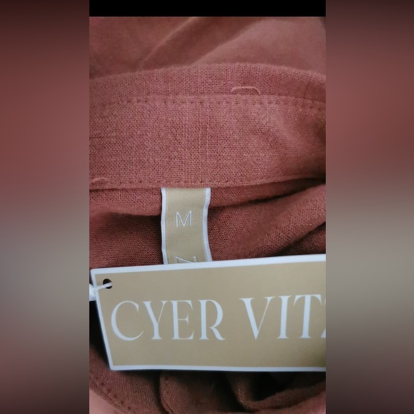 NEW! Cyer Vitz Size S Camel Button Down Maternity Midi Dress - Picture 9 of 9